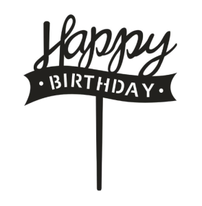 Happy Birthday szarfa CZARNY