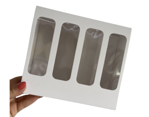 PUDEŁKA NA CAKESICLES / EKLERY 4+ insert, BIAŁE, przesuwane 25SZT.