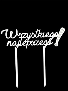 TOPPER 3D "Wszystkiego Najlepszego" BIAŁY 2